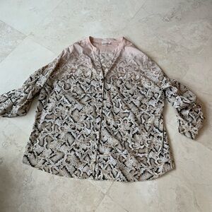 Stylish Women's Blush, Beige Calvin Klein Snake Print Top 2X